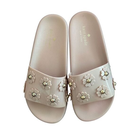 Kate Spade Spring Flower Slides Sandals Rose Smoke Pink Size 8 - Picture 2 of 10